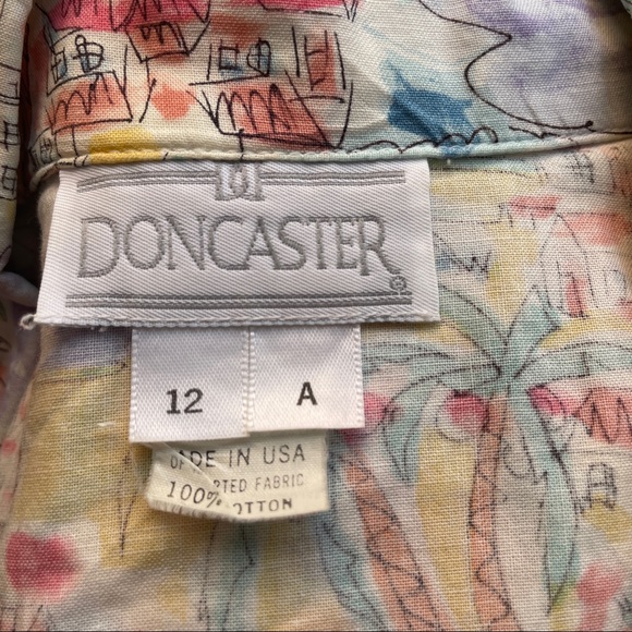 Doncaster Multicolored Cotton House & Tree's Print Notch Collar S/S Blouse - 12 - Picture 7 of 7